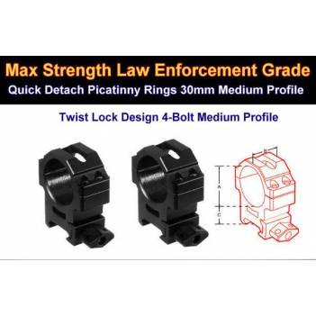 UTG MAX STRENGTH 30mm Medium Profile Picatinny Rings, 22mm (RG2W3154)