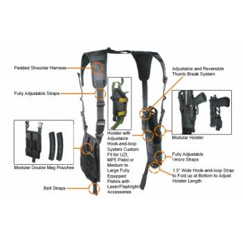 UTG® Law Enforcement Vertical Shoulder Holster, Left/Right Reversible, Black (PVC-H175B)