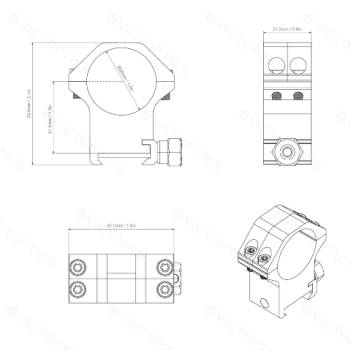 VICTOPTICS 30MM WEAVER MEDIUM RINGS (VIMW-12)