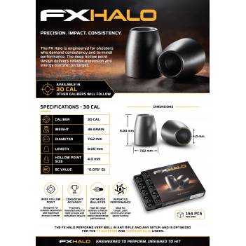 FX HALO SLUGS  7.62MM .30/154pcs (46 GRAINS)